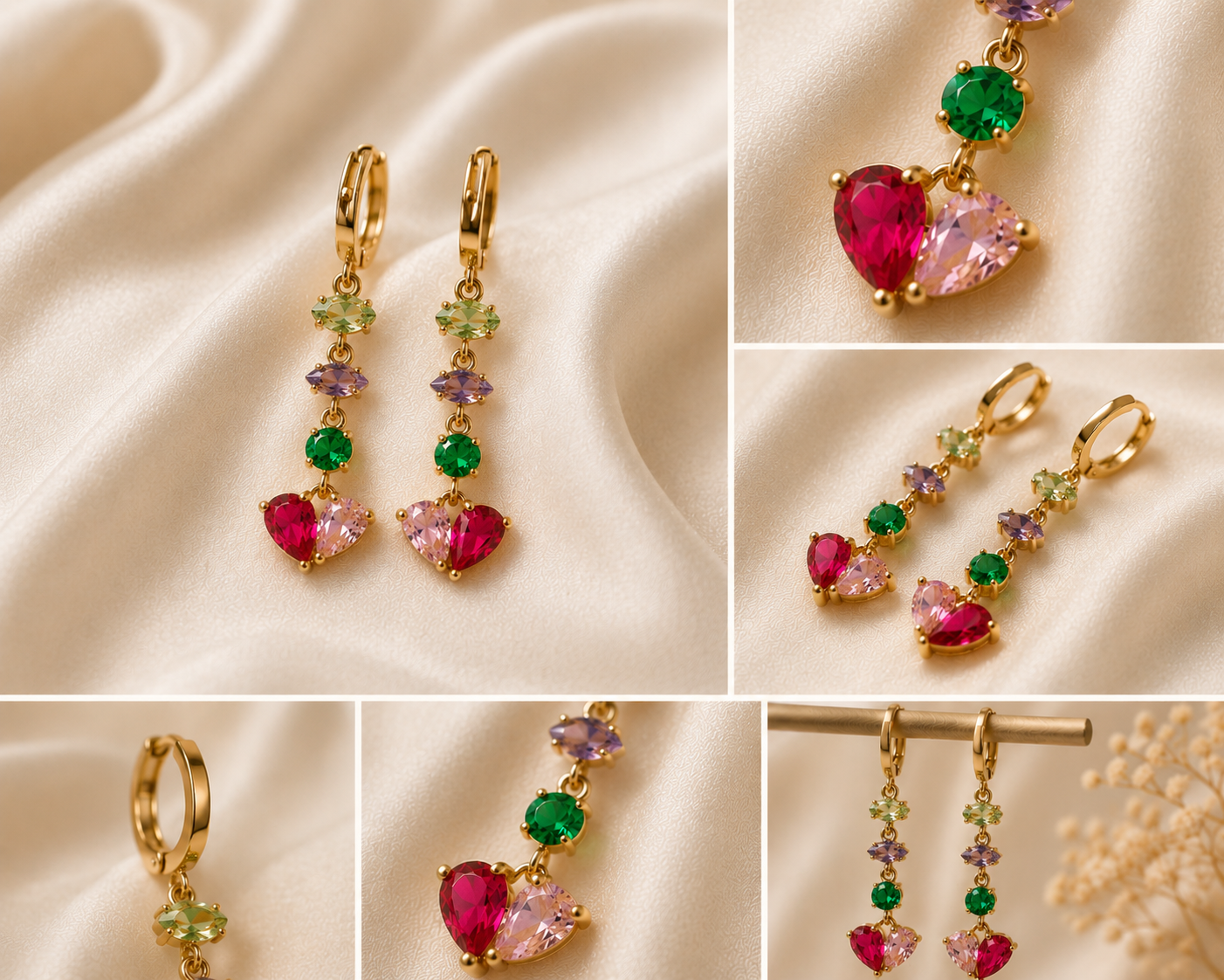 Amora Multicolor Heart Drop Earrings