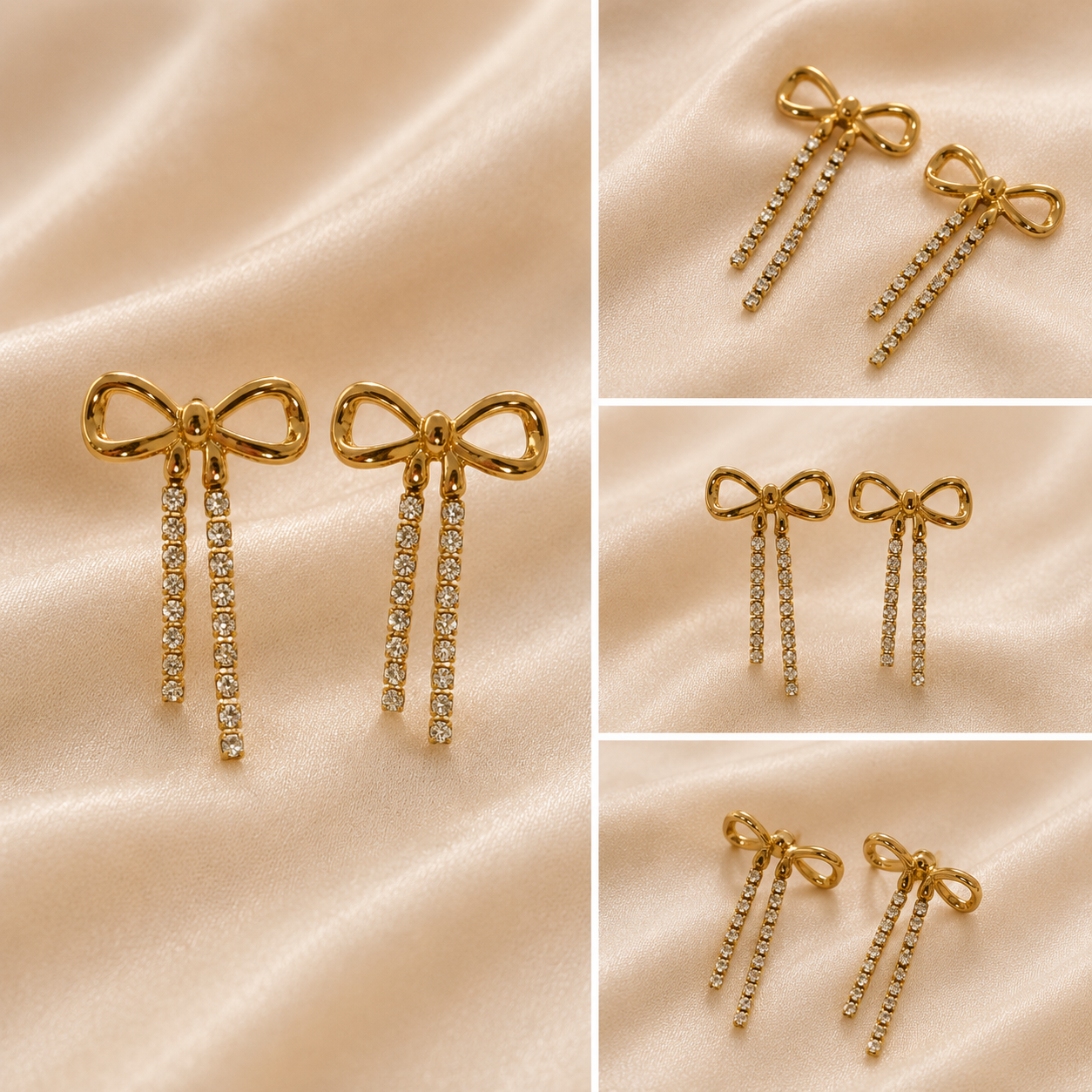 Bow Crystal Drop Earrings
