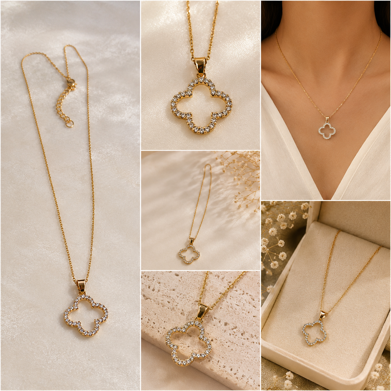Clover Crystal Pendant Necklace