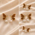 Butterfly Pearl Stud Earrings
